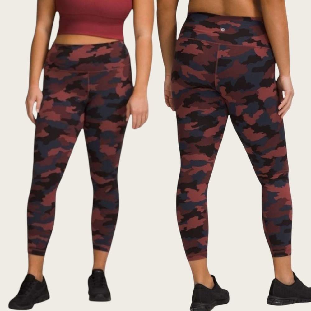 Lululemon Wunder Train High-Rise Tight 25" Camo Smoky Red Night Sea Size 0 NEW